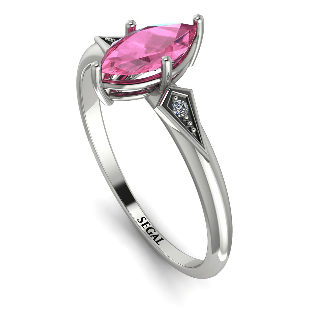 Marquise Pink Moissanite Geometrical Engagement Ring - Reese No. 803